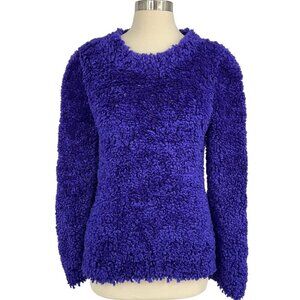 Stella McCartney Furry Textured Knit Crop Jumper EUR Size 46 XL Purple Sweater